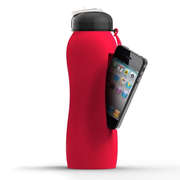 Silicone Water Bottle with iPhone Storage, $21